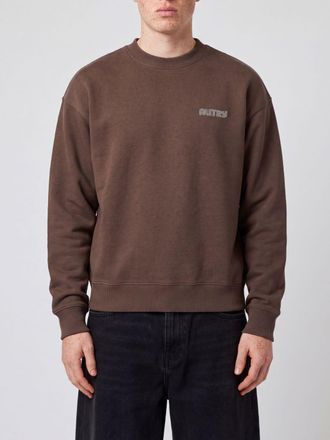 Autry Cotton Crewneck Jumper with Contrast Logo and Dropped Shoulders