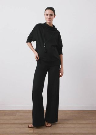 Mango Pullover collo perkins increspato nero - Donna - XS - MANGO