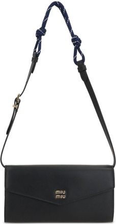 Miu Miu Borsa a spalla con placca logo - Nero