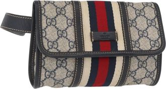 Gucci Vintage Web Belt Gg Coated Canvas Beige Canvas Handbag (Pre-Owned)