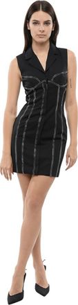 Off-white Black Notched Lapel Mini Dress