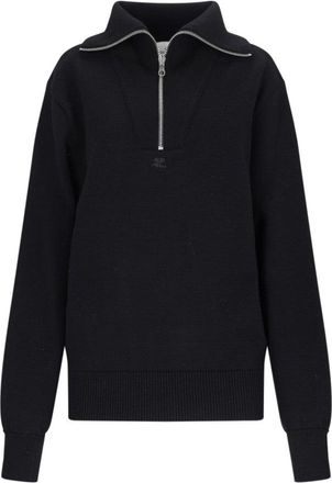 Courrèges Trucker Turtleneck Sweater In Black Wool Blend