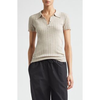 Toteme Cashmere & Silk Rib Polo in Oat Melange at Nordstrom, Size X-Small