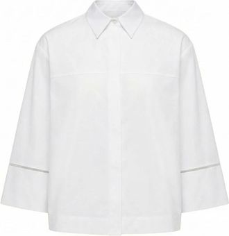 PESERICO Boat-neck Poplin Shirt - female - Peserico - Shirts - White - S - Blouses & Shirts