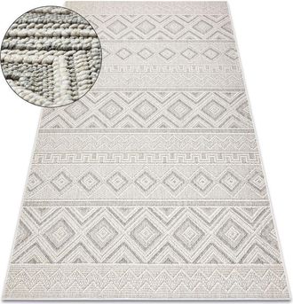 RugsX Rugsx - Carpet jersey 19234 grey - Rhombuses, structural, loop boho beige 120x170 cm