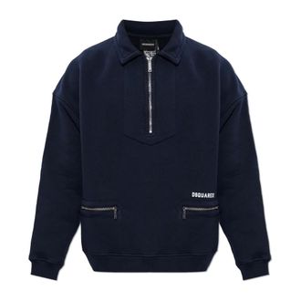 Dsquared2 Zip-throughs, male, Blue, Size: 3XL Sweatshirt with logo