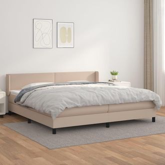 vidaXL Cama Box Spring Con Colch&oacute;n Cuero Sint&eacute;tico Capuchino 200x200cm Vidaxl