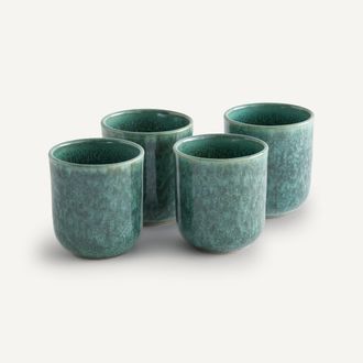 AM.PM Set van 4 kopjes in ge&euml;mailleerd aardewerk, Dorna