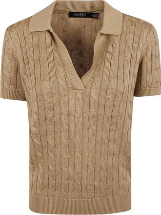 Ralph Lauren Short-Sleeved Cable-Knit Cotton Polo Shirt