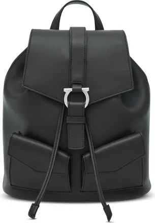 Ferragamo Smooth Calf Leather Backpack with Silver-Tone Buckle