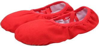 Yardwe Red Ballet Slippers Soft Sole Dance Shoes for Women Elastic Band Lightweight Ballet Flats with Breathable Material Anti-Slip Practice Footwear for Yog