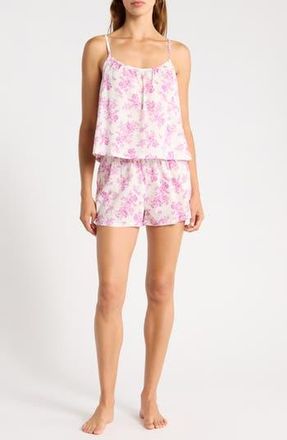 Abound Floral Cotton Crop Camisole & Shorts Pajamas in Ivory- Pink Summer Toile at Nordstrom Rack, Size X-Large
