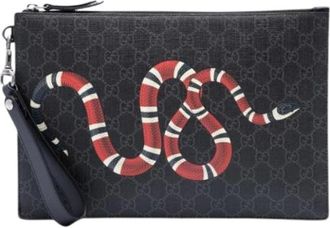 Gucci Pre-owned Printed Coated Canvas Clutch - unisex - Vintage Clutch - Zwart - ONE Size - Vintage
