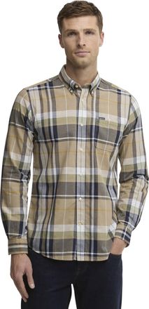 Barbour Gestreept overhemd Barbour Tailored Fit beige met borstzak
