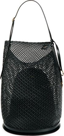 Alaia Large Hip Leather Net Bucket Bag in Noir at Nordstrom