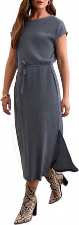 Tribal Crew Neck Dress In Slate Blue