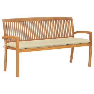 vidaXL Vidaxl - Banco De Jard&iacute;n Apilable Con Coj&iacute;n Madera Maciza De Teca 159 Cm
