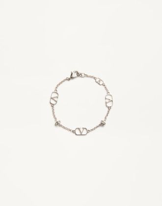 Valentino Garavani Bracciale VLogo Signature In Metallo E Cristalli Donna PALLADIO/CRYSTAL M
