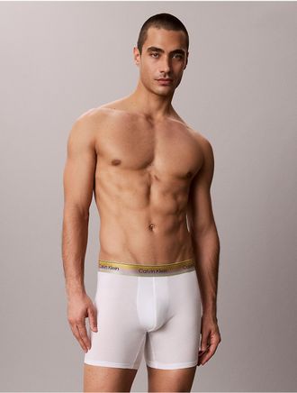 Calvin Klein Mens Icon Cotton Stretch Pride Boxer Brief - Open White - XL