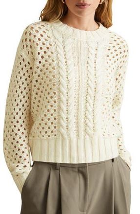 Reiss Marie Mixed Stitch Sweater in Ivory at Nordstrom Rack, Size Small