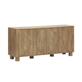 Sweeek Aparador efecto madera con 4 puertas, 155cm, efecto madera miel