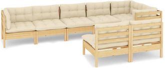 vidaXL Muebles De Jard&iacute;n 8 Pzas Y Cojines Madera Maciza De Pino Crema Vidaxl