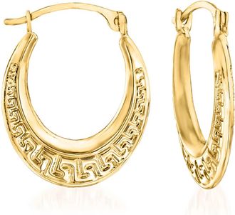 Ross-Simons 14kt Yellow Gold Small Greek Key Hoop Earrings
