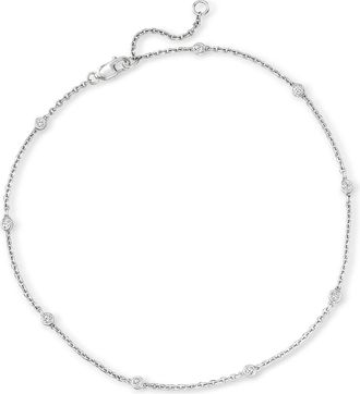 Ross-Simons Diamond Station Anklet in Sterling Silver