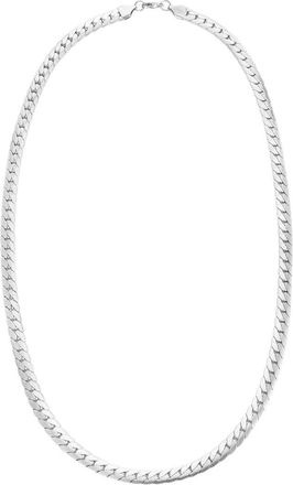 Adornia Adornia Silver Plated Stainless Steel Flat Curb Chain Necklace