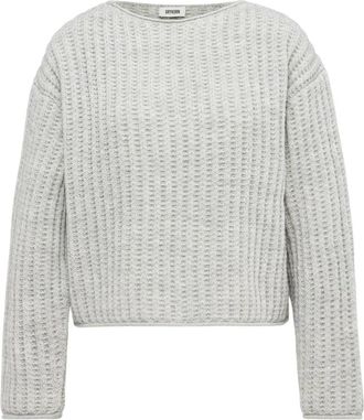 Drykorn Boxy Perlripp Trui Grijs - Dames - Ronde hals truien - Grijs - L - Truien & Vesten