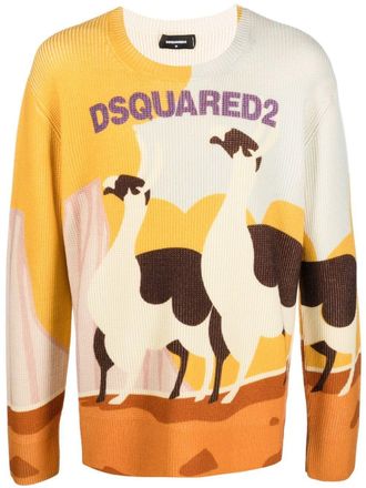 Dsquared2 Llama Country knitted jumper - men - Virgin Wool - S - Yellow