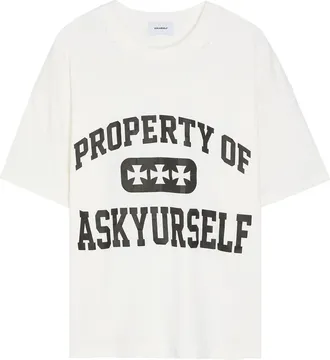 Askyurself Printed Distressed Cotton T-shirt - White - XL