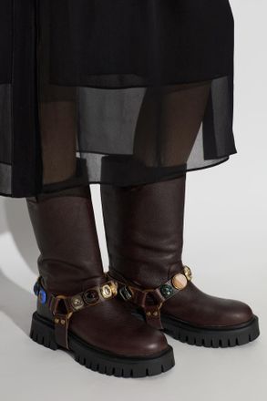 Kurt Geiger Loulou Harness Biker Ankle Boots, Womens, Brown
