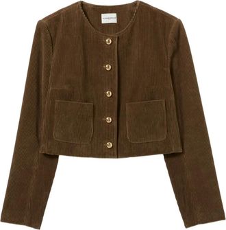 Claudie Pierlot Giacca crop a coste - Marrone