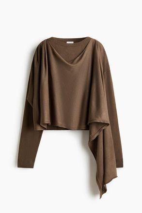 H&M Scarf-detail Jumper in Dark Taupe at Nordstrom, Size X-Small