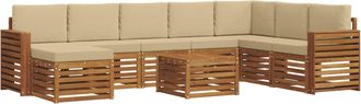 vidaXL Conjunto De Sof&aacute;s De Exterior 9 Uds. Natural Y Beige Vidaxl