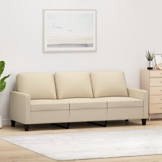 vidaXL Sof&aacute; De 3 Plazas De Tela Crema 180 Cm Vidaxl