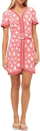 Trina Turk Belted Motion Dress in Coral Crush/whitewash at Nordstrom, Size 12
