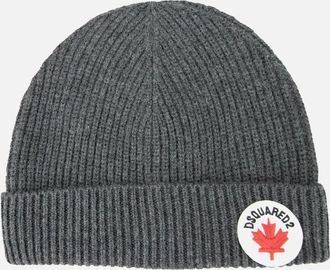 Dsquared2 Mens Dsquared2 Maple Leaf Beanie Dark Grey - Size: L