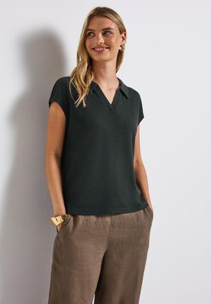 Street One Shirttop STREET ONE, Damen, Gr. 34, gr&uuml;n (pine grove gr&uuml;n), Obermaterial: 49% Viskose, 46% Polyester, 5% Elasthan, unifarben, regular fit taillenbedec