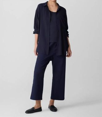 Eileen Fisher Classic Collar Long Shirt In Ink