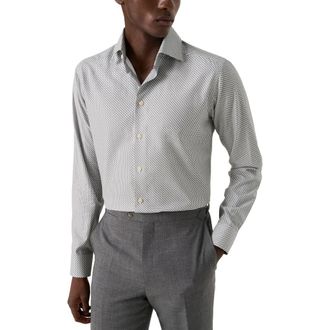 Eton Slim Fit Geometric Twill Button-Up Shirt in Grey at Nordstrom Rack, Size 14.5