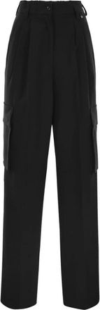 Herno Wijde Cargo Broek - Dames - Wijde Broeken - Zwart - M - Katoen - Broeken