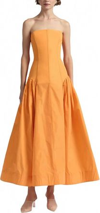 Lela Rose Womens Strapless Taffeta Seam Detail Full Skirt Midi Dress In Tangerine