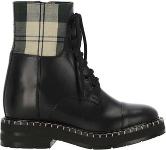 See By Chlo&eacute; Black Cotton Lace-Up Womens Boots