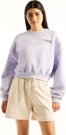 New Balance Donna Trackside Fleece Crew in Viola, Taglia 2XL