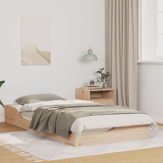 Berkfield Home Floor Bed Frame Brown 80 x 200 cm Solid pine wood in Beige
