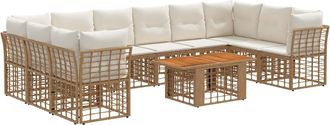 vidaXL Conjunto De Sof&aacute;s De Jard&iacute;n 11 Uds. Natural Y Crema Vidaxl