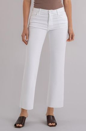 Kut from the Kloth Avery Raw Hem Ankle Slim Straight Leg Jeans in Optic White at Nordstrom, Size 14