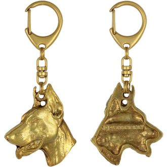 OEM Doberman, Dobermann I - Llavero Ba&ntilde;ado En Oro Con Perro, Decoraci&oacute;n Para Bolsos, Accesorio De Lujo De Art-dog